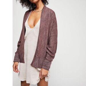 NWT Free People Mocha Night Combo Open Cardigan Size Large